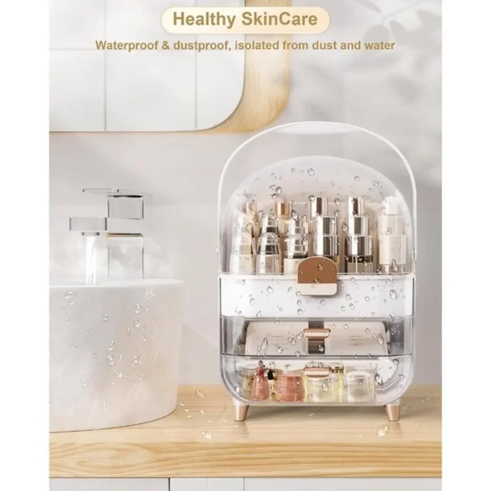 Rose Gold Makeup Organizer, Skincare & Cosmetic Storage for Vanity & Countertop